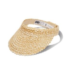 Beach Riot Beige Woven Textured Straw Visor Adjustable Summer Sun Protection Hat